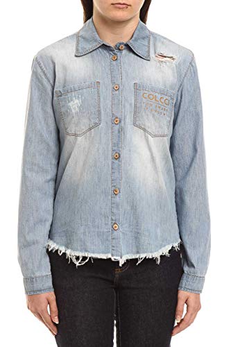 Camisa Jeans Destroyed, Colcci Fun, Meninas, Azul, 14