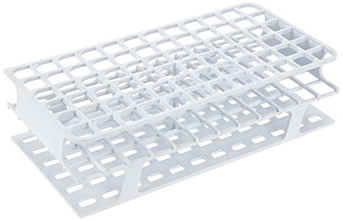 Heathrow Scientific HD27512A - Gradilla para tubos de ensayo (polioximetileno, tamaño completo, 127 x 250 x 70 mm, 16 mm), color blanco