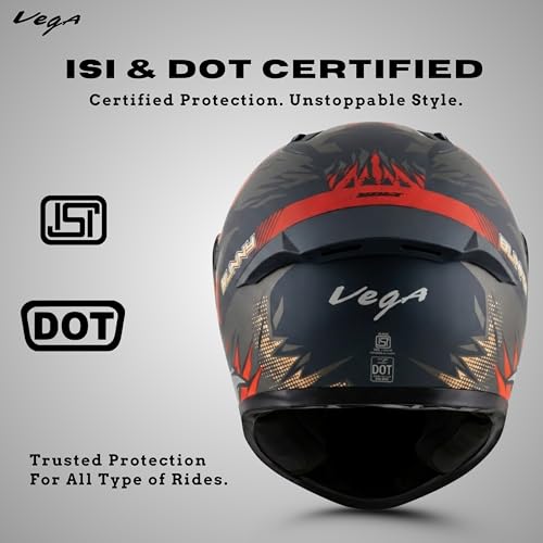Image of Vega Bolt Bunny Premium Smart Bluetooth Full-Face Helmet - Advanced Safety, Shockproof, Aerodynamic, Comfortable Dull Black RED M