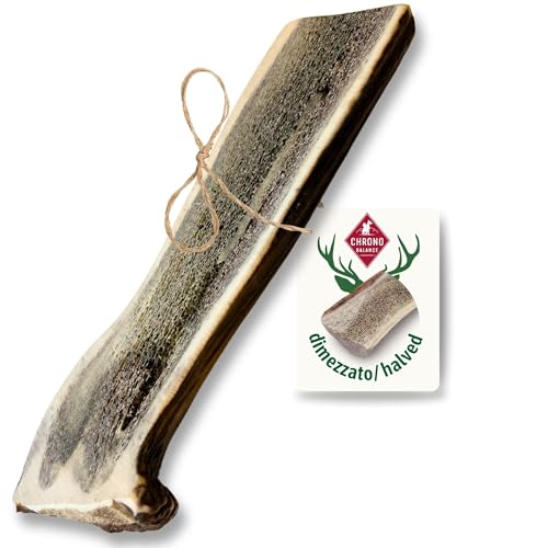 ChronoBalance-XL Corno di Cervo per Cani, Confezione da 1, Dimezzato, 100% Naturale, Osso di Cervo, Cura Dentale, Giocattolo per Cani, Senza Sostanze Chimiche, Lunga Durata