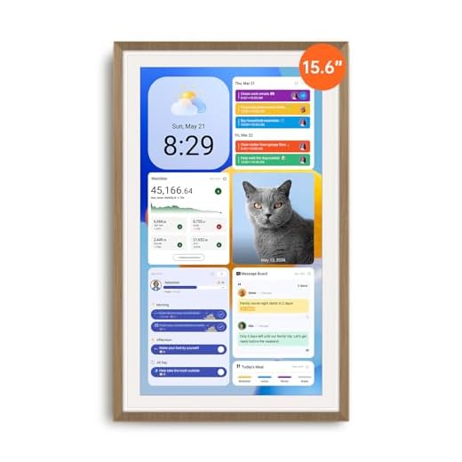 ApoloSign 15.6-inch Digital Calendar: Dual Mode Calendar with Google Play & Multi-calendar Sync, Electronic Planner & Chore Chart, Smart Touchscreen, Interactive Display for Family Schedules (Teak, 15.6")