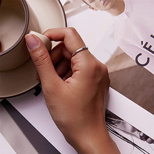 Turquoise 925 Sterling Silver Rings for Women Girls CZ Blue Birthstone Boho Stackable Band Ring Birthday Wedding Jewelry Gift2
