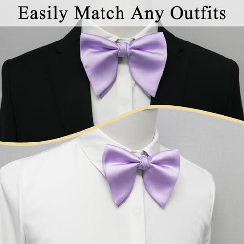 Image of Luckyvestir Oversized Bow Ties for Men, Pre Tied Clip on Men's Black Bowtie for Wedding Tuxedo Banquets Formal Wear