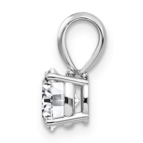 Pingente solitário de moissanita redonda de ouro branco 14 k de 6,5 mm em corrente de cabo 1 quilate