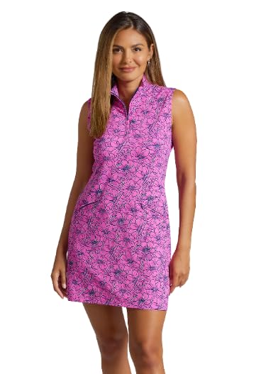 IBKUL Athleisure Wear Sun Protective UPF 50+ Icefil Cooling Diana Print Sleeveless Mock Dress - 58930