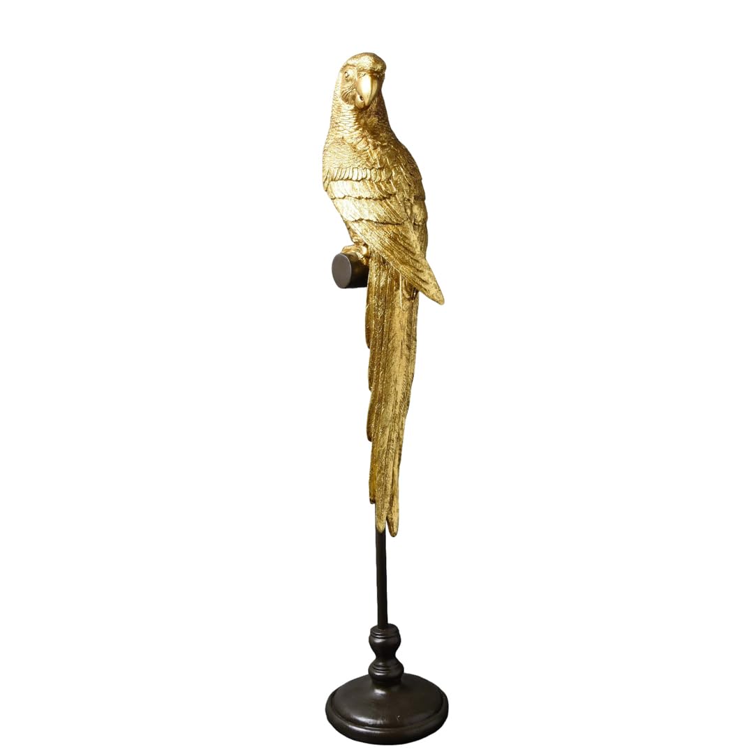 Madison & Mayfair Gold/Black Art Deco Parrot Statue Mounted On A Stand