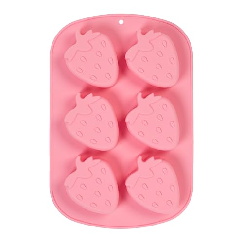 Tala Silicone Baking Mould 6 Cup Strawberry Shaped Mould for Baking Individual Themed Cakes Biscuits Jellys Freezer Pops and Boiled Sweets BPA Free and Dishwasher Safe