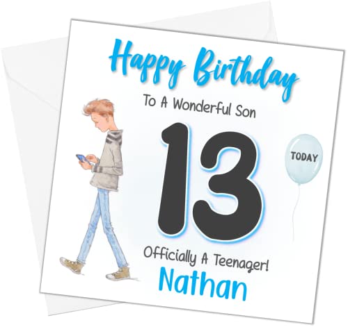 Personalised 13th Birthday Card Officially A Teenagerr Son Brother Nephew Grandson Thirteen Thirteenth Teenage Teens