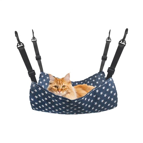 ノーブランド品 ペット猫ベッド、猫ハンモック、鉄ケージ、通気性、ベルベットフック、調節可能な猫スイング、吊りベッド、猫クライミングフレーム 調節可能な猫用ハンモック |フェレット、子猫、子犬用の柔らかい吊り下げベッド |ペット、マウス、子犬、ハムスター用の