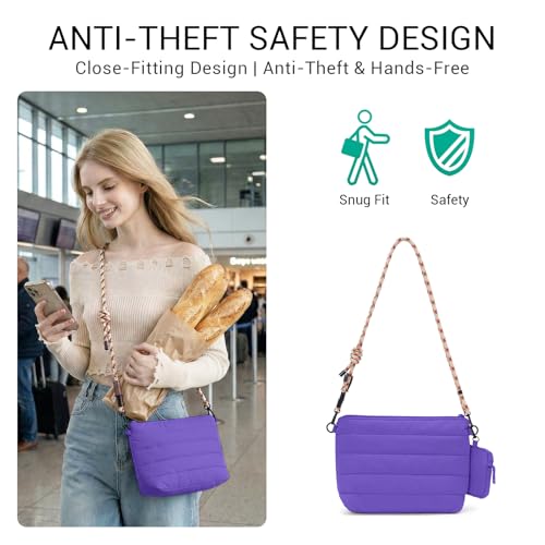Image of ACUARIO Crossbody Bags for Women - Puffy Tote Bag Purse for Work, Travel, Shoulder Handbag with Small Wallet