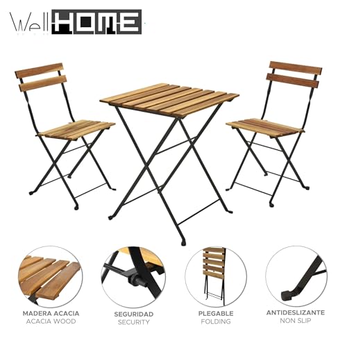 Table de bistrot et 2 chaises gain de place pour petit balcon