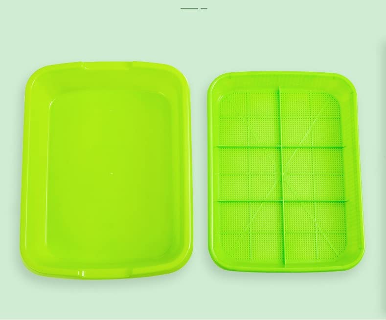 Image of Tb3124 Microgreen Trays (2 Sets) By Grewery Farm Llp | Made Of Virgin Pp Material With Perforated Top Green Tray And Solid Green Color Bottom Tray (2)