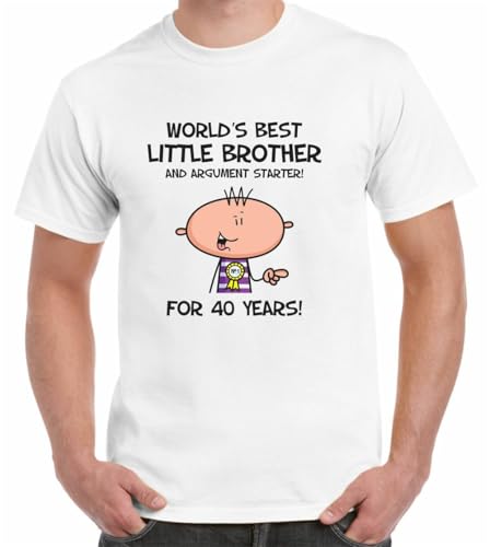 T-shirt 40 ans homme le meilleur petit frere du monde blanc