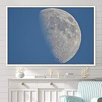 Framed Canvas Wall Art Lunar Aerial Astronomy & Space Expressive Global Moon Multicolor Photography Realism Warm - 16x24 inches