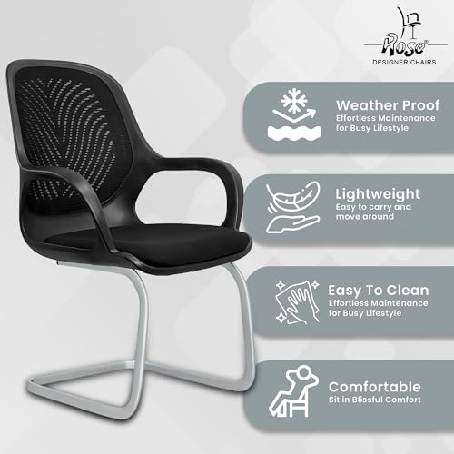 Image of ROSE Zaria | 3 Years Brand Warranty | Ergonomic mesh mid-Back Office Chair, Perfect for Study, Work from Home, revolving, Rolling Computer Desk Chair (Black, Visitor)