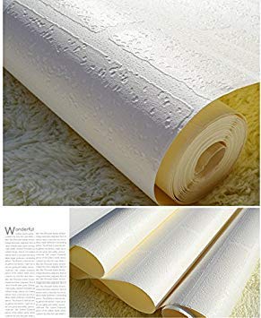 GlobalNiche 3D White Brick Wallpaper Roll Waterproof PVC Vinyl Tile Wall Paper for Hotel Bathroom Background Wall Papel De Parede 10M Color White Dimensions 5.3