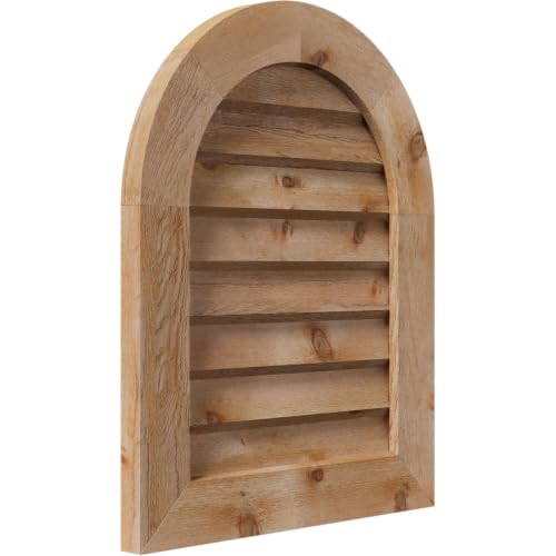 Ekena Millwork GVWRT14X2602RDUWR Round Top Gable Vent Gable Vent, 14"W x 26" (19"W x 31"H Frame Size), Western Red Cedar, Unfinished by Ekena Millwork - Used condition - Image 2