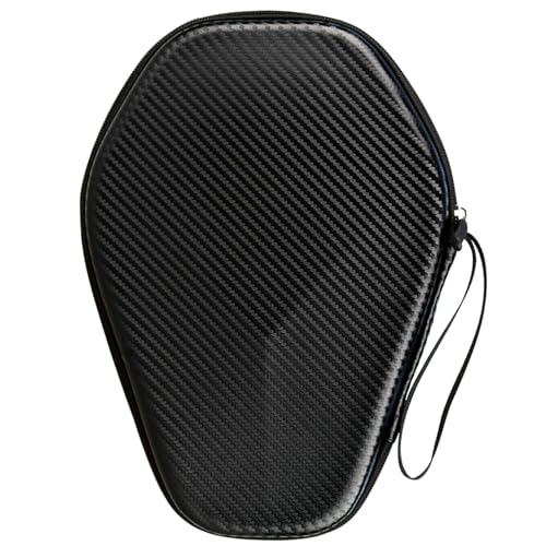 Njdkadey Portable Table Tennis Racket Bag Waterproof Ping Pong Paddle Storage Case Hard Cover Holds 2 Rackets Black 28x20cm/11.02x7.87inch