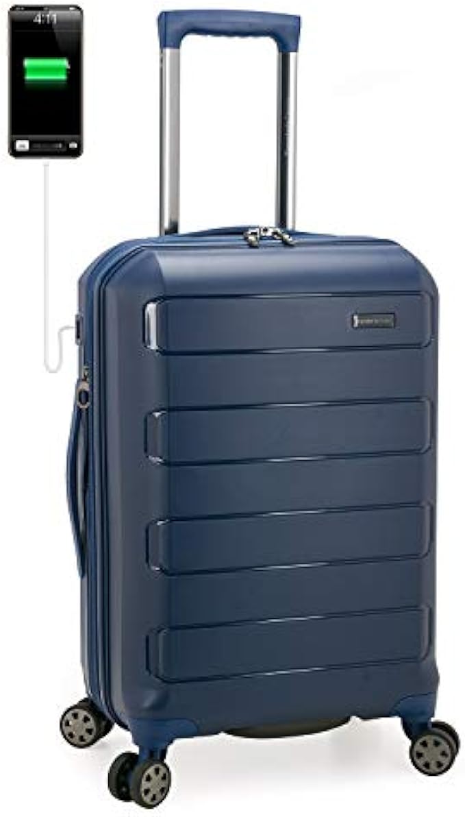 Traveler's Choice Pagosa Indestructible Hardshell Expandable Spinner Luggage, Navy, Carry-on 22-Inch