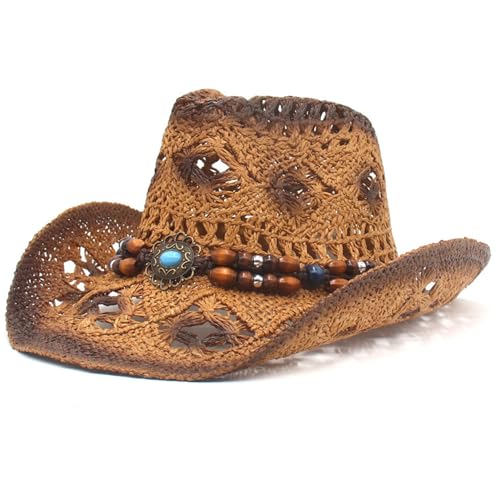 El Mejor Listado de Sombreros de cowboy para Mujer los 5 mejores. 43 Sombreros de vaquero para mujeres para hombres, sombrero de vaquera de paja hueco con cuerda de cuentas, sombrero de paja de vaquero de playa de verano con borde anchos, sombreros...