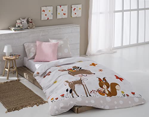 El Hogar de Paula - Juego Funda Nordica Infantil para Cama 105 3 Piezas. Funda nórdica 180x270, Bajera 105x190 y Funda Almohada 45x125. Juegos Infantiles. 100% Algodón. Fabricado en España. Bambi