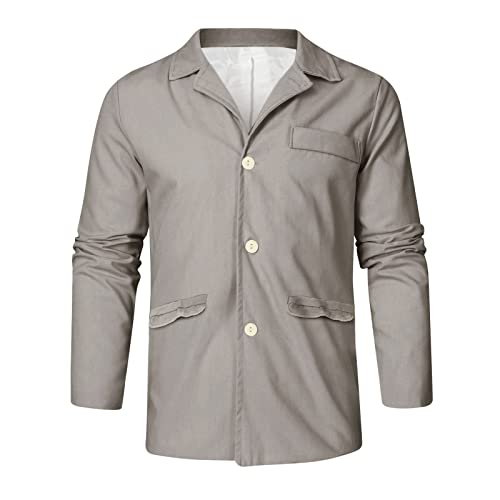 Mens Cotton Linen Button Down Blazers Long Sleeve Solid Shirts Lightweight Dinner Parties and Prom Formal Jackets Plus Size3