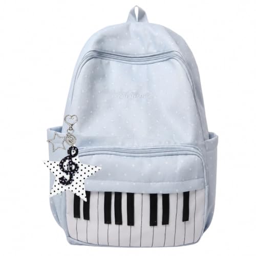irLocy Piano Backpack Whimsical Twee Backpack Y2k Cute Bookbag Medium Daypack Cutecore Supplies (Blue polka dot)