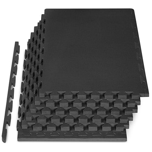 ProsourceFit Weaved Pattern Extra Thick Exercise Puzzle Mat 1-inch, EVA Foam Interlocking Tiles for Protective, Cushioned Flooring for Home and Gym Equipment; Black, 24 SQ FT, 6 Tiles by ProsourceFit - Used condition - US$50.04