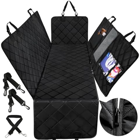 Viretec Dog Car Seat Cover for Back Seat, Dog Seat Cover Waterproof, Durable Scratch Proof, Nonslip Backing and Hammock, 600D Heavy Duty Cars Trucks and SUV Back Seat Cover for Dogs Cover