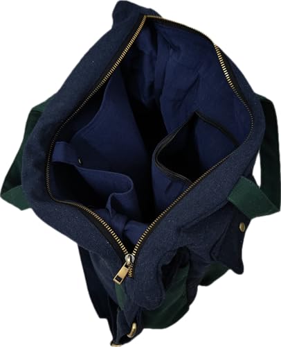 Image of ROUGH Canvas Cotton messenger bag.15'' Lap top. Large size 36x27x11 cm(12Ltr) Metal zipper closure. Allround pockets. Vintage look. Antique fittings.Sustainable