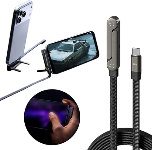 Image of MX Invisible Holder Charger Cable with Stand, 240w Super Fast Charging 2-in-1 Fast Charging Cord & Multi-Angle Phone Stand for Gaming, Office, Car Travel, Type-C Charging-Cable (USB Type C - 1.5m)