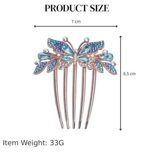 Image of BellaStella Premium Rhinestone Flower Hair Comb Hairpin Hair Dressing For Wedding Prom (Pack of 5) (Blue-1)