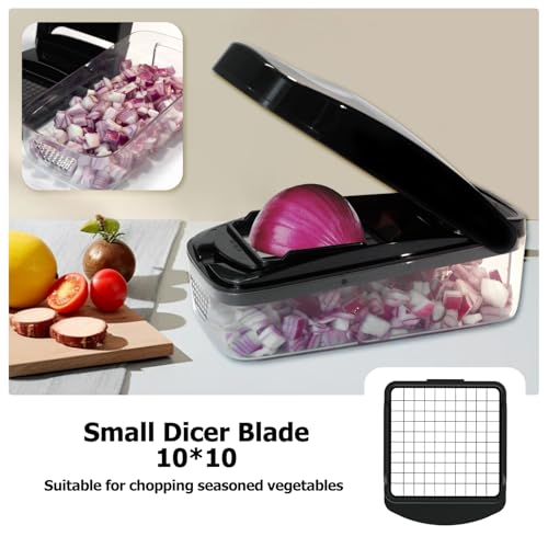 Vegetable Chopper, Food Choppers, Onion Chopper, Veggie Choppers, Onion Dicer, Potato Dicer Cuber with Container, Onion Dicer & Vegetable Dicer (Black) - Image 4