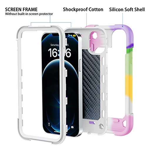 Image of MARKILL Compatible with iPhone Case with Ring Stand, Military Grade Drop Protection Full Body Rugged Heavy Duty Protective Durable Cover iPhone. (Rainbow White, iPhone 12 Pro Max 6.7 inch)