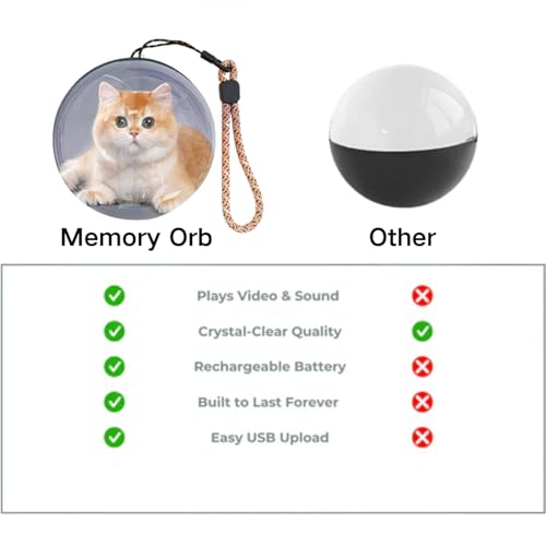 Image of Memory Orb Ball - 2.7 inch Crystal Ball Video Player, Core Memory Orb Christmas Ornament, Uploadable Videos & Photos, DIY Gift for Anniversary, Birthday (Blue)