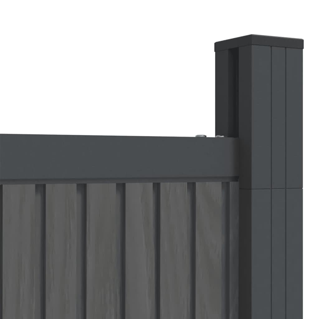 Zaunelement Grau WPC 173x186 cm Gartenzaun Sichtschutzpaneel mit Aluminium Pfosten, wetterbeständig, stabil, für Terrasse Balkon Vorgarten zur Grundstücksbegrenzung und Privatsphäre