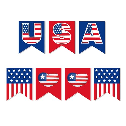 Image of USA Banner, American Independence Day Party Sign Decorations, US Patriotic Theme Supplies, 4th of July Decor