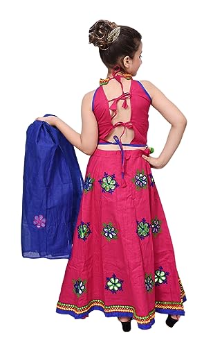 Image of AHHAAAA Girls Cotton Radha Dress Leghnga Choli Chania Choli with Dupatta Set 002