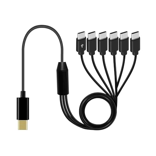 USB-C 1�{����6�|�[�g�[�d�P�[�u�� 6�|�[�g �����f�o�C�X�����[�d�\�ȃg���x���`���[�W���[ 6 in 1 USB C���� �}���` micro USB�X�v���b�^�[�R�[�h 5V 3A �X�}�[�g�t�H���E�^�u���b�g�p �ő�6��̃f�o�C�X�𓯎��ɏ[�d (15