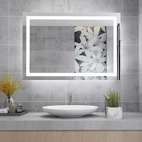 MIQU Bathroom Mirror 600 x 800 mm, Illuminated Large Wall Mounted ...