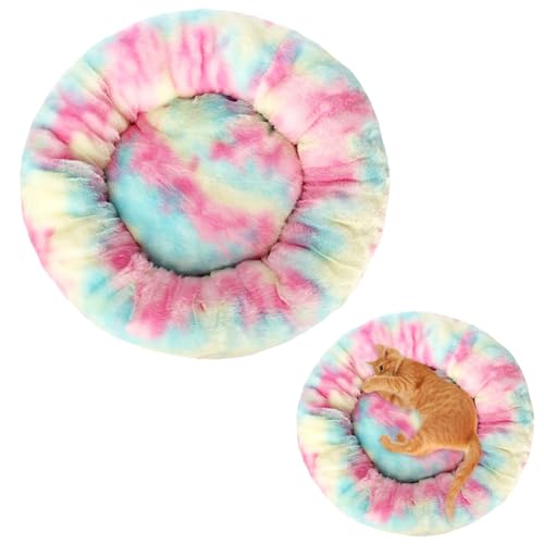 Durdiiy Cama Redonda para Perros y Gatos Perro CóModo Y CáLida Felpa Camas Invierno Cojin Antideslizante Cojines Suave Lavable, Gato Medianos PequeñOs