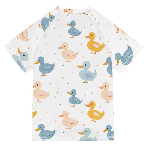 ALAZA Kids Rash Guard Girls Boys Toddler Swim Shirts Short Sleeve Colorful Duck UPF 50+ 3T2