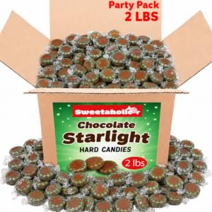 Sweetaholic Chocolate Starlight Hard Candy 2 Pound | Individually Wrapped | Bulk Hard Candy | Perfect for Parties and Events