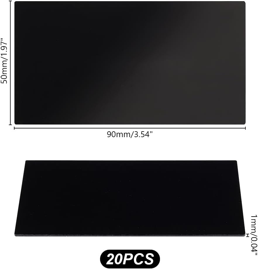 AHANDMAKER 20Pcs Black Acrylic Place Cards, Rectangle Acrylic Name Card Plate, Blank Seating Cards Guest Name Signs Wedding Table Seating Chart Cards for Wedding Party Birthday Table Decor, 3.5x2Inch