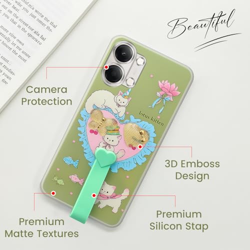 Image of Jkobi Back Cover Case for Vivo Y11 | Vivo Y21 5G (3D Cute Heart Strap Holder | Camera Protection | Designer Girls Print)