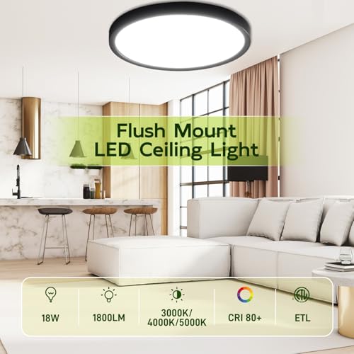 Image of hykolity 9 Inch Selectable CCT LED Round Flat Panel Light,18W,1800LM,3CCT