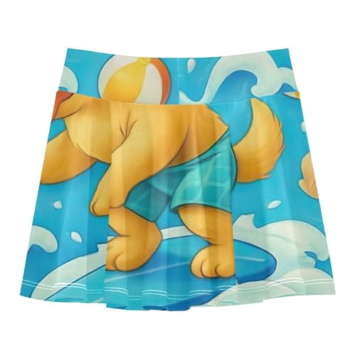 Kids Tennis Skirts Playful Golden Retriever Puppy Athletic Shorts for Girls Skorts Fun Cute Cheer Skirt 4t2