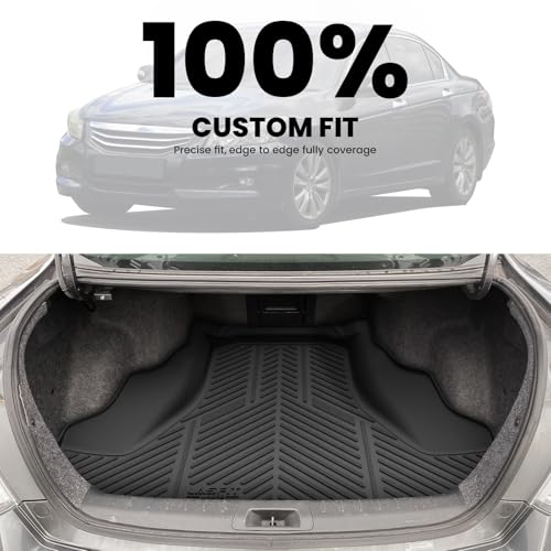 Image of LASFIT Cargo Mat for Honda Accord 2012 2011 2010 2009 2008 (Only Sedan) | All Weather Custom Fit Anti-Slip Pet Friendly Easy Clean TPE Trunk Mat Cargo Liner (NOT for Coupe & Hybrid)