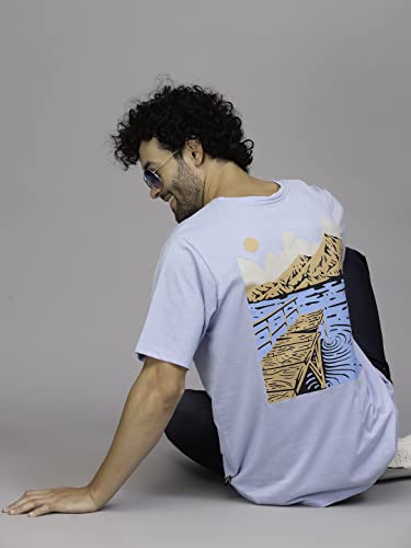Image of Rigo Back Printed Half Sleeves Round Neck Oversized T-Shirt for Men | Drop Shoulder T-Shirt for Men | Loose Baggy Fit T-Shirt for Men