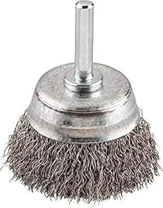 kwb Topf-Bürste HSS-Stahldraht, Ø 75 mm für Metall und Stein, Drahtbürste für Bohr-Maschine inkl. E6.3 Sechskant-Schaft zum Entrosten, Entzundern, Aufrauen und Reinigen, Grob, Gewellt